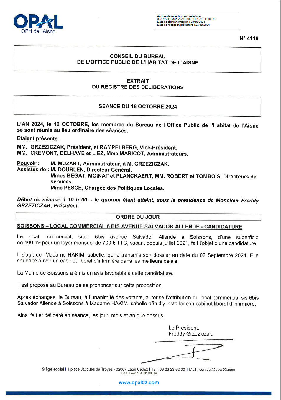 N° 4119 - Soissons - Loc 6bis Allende - Candidature