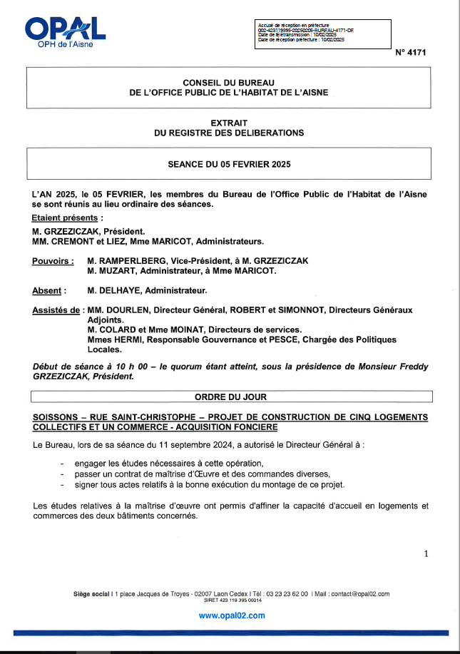 N° 4171 - Soissons rue St Chris. - Projet Constr. 5 logts et com. Acquis. Foncière